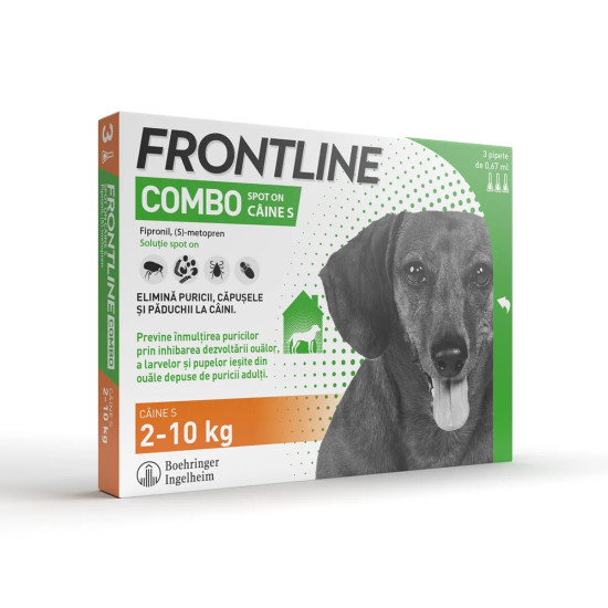Frontline Combo Spot-On S – Soluție Antiparazitară Externă pentru Câini de Talie Mică (2–10 kg) – 3 Pipete